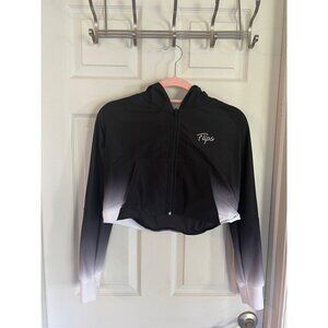 Flips Gymnastics Team Rhinestone Embellished Ombre Cropped Hoodie Adult Small
